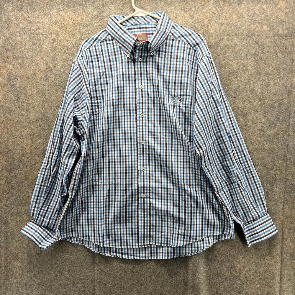 Penningtons Bailes Shirt Men Extra Large Blue Casual Button Down New Check